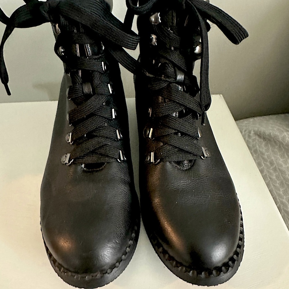 New Gentle Souls combat lace up boots with block heel.  LeatherSize 10 Black